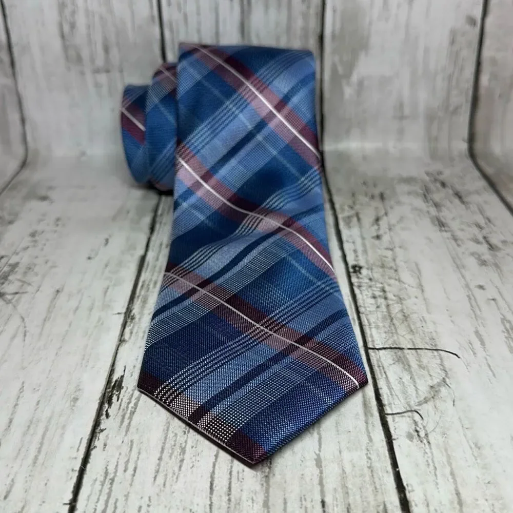 Michael Kors Blue and‎ Pink Patterned Tie Polyester Lyocell